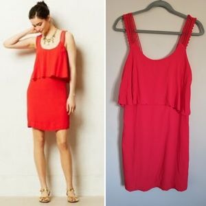 Maeve Tisana Tiered Red Dress Crochet Lace Straps